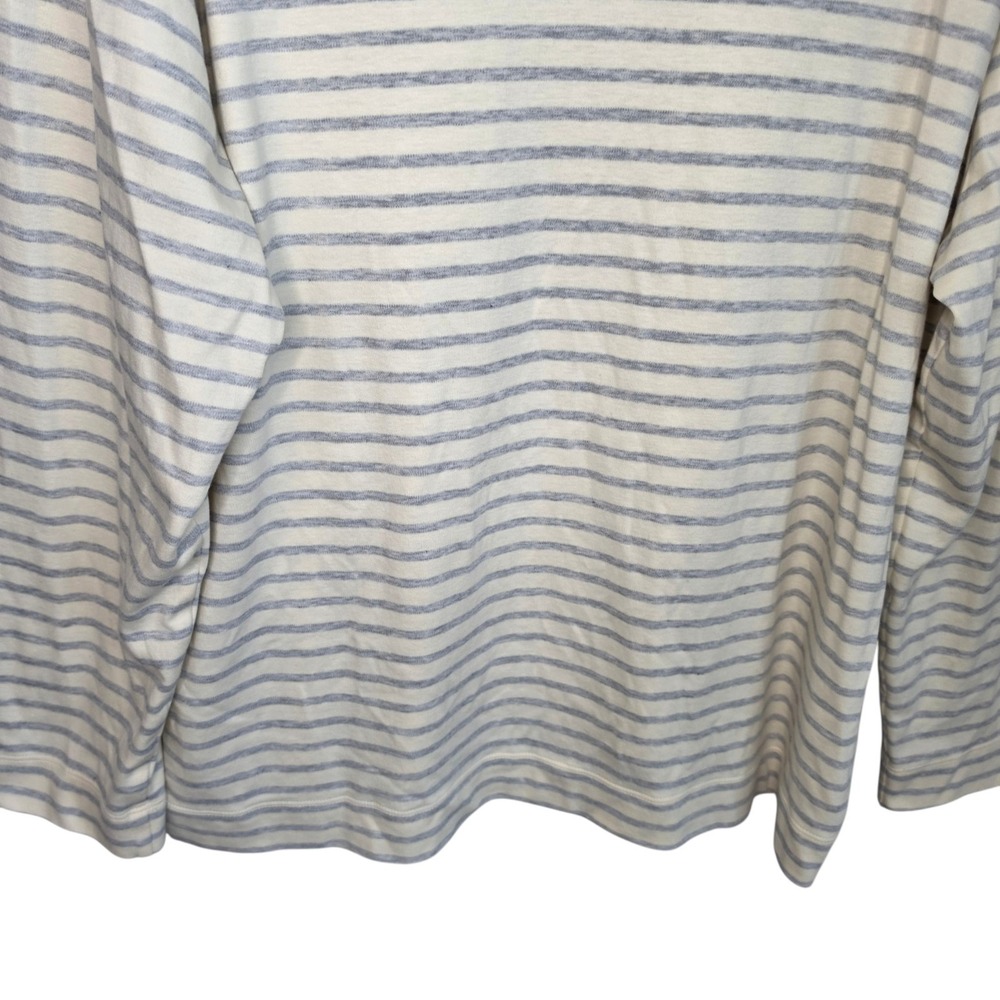 L.L. Bean Womens Plus 3X Striped Cowl Neck Top Shirt Cream Gray Supima Cotton - Picture 6 of 9